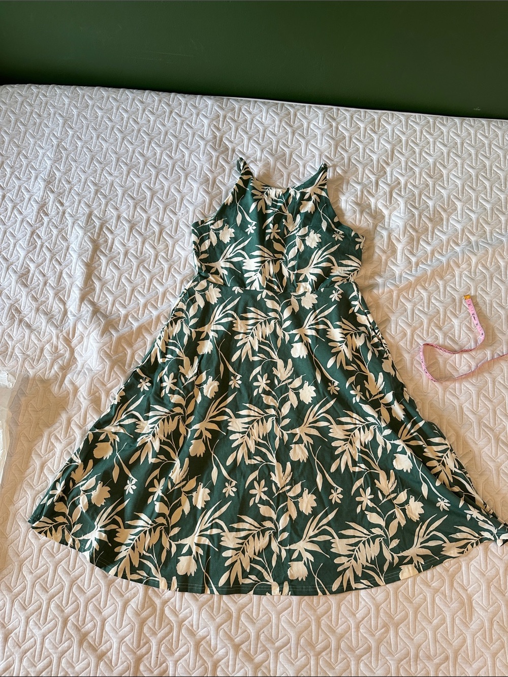 Pact Green Floral Midi Dress with Cream Print